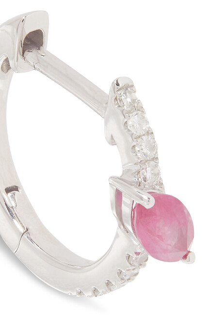 Marquise Diamond & Pink Sapphire Single Hoop Earring